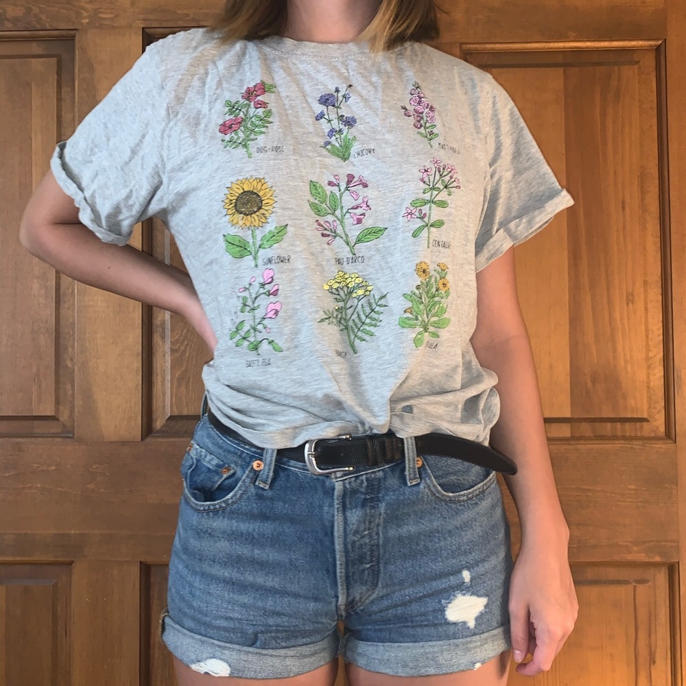 Grey flower shirt